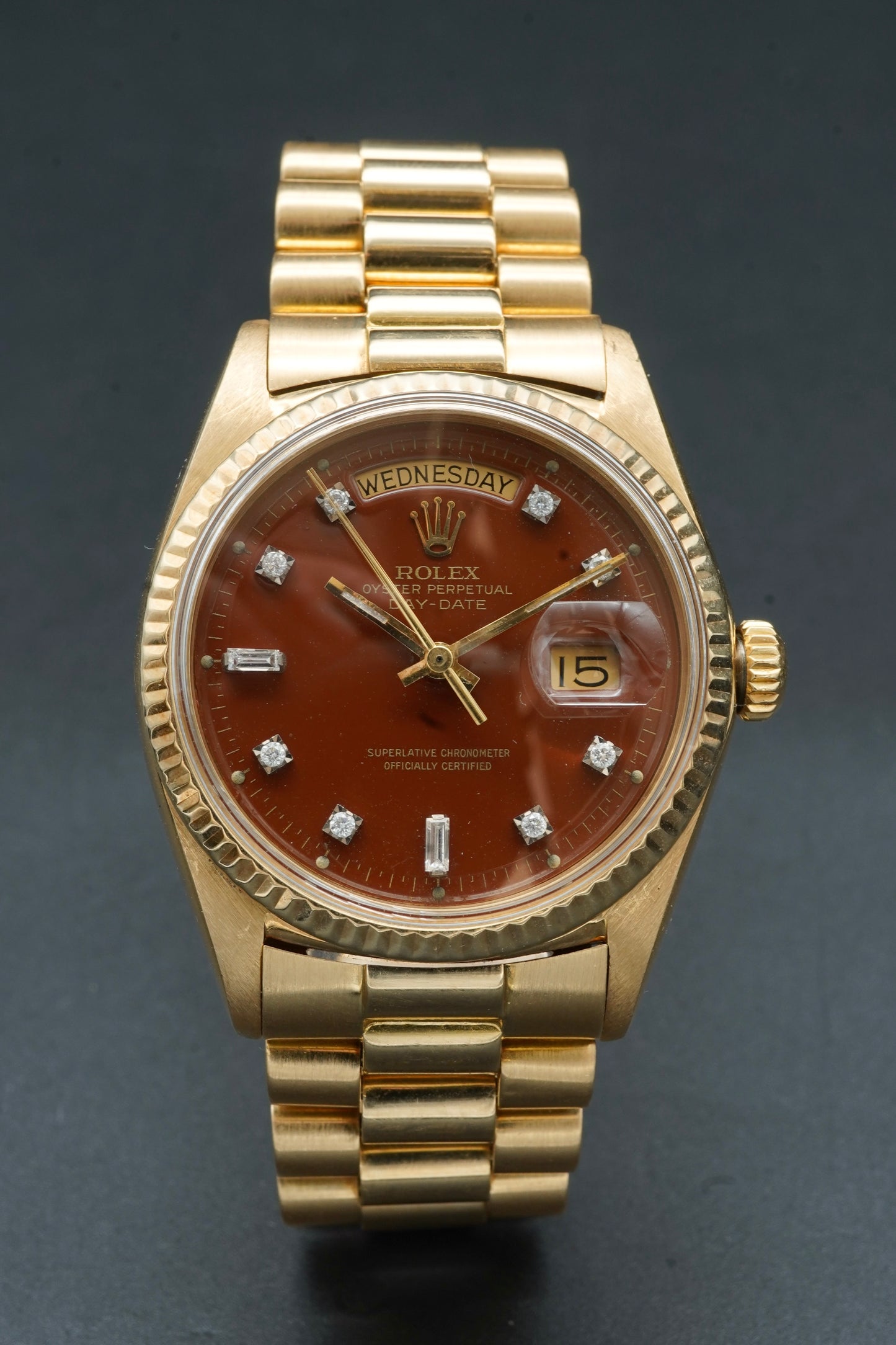 Rolex Day-Date 1803 Oxblood with diamonds