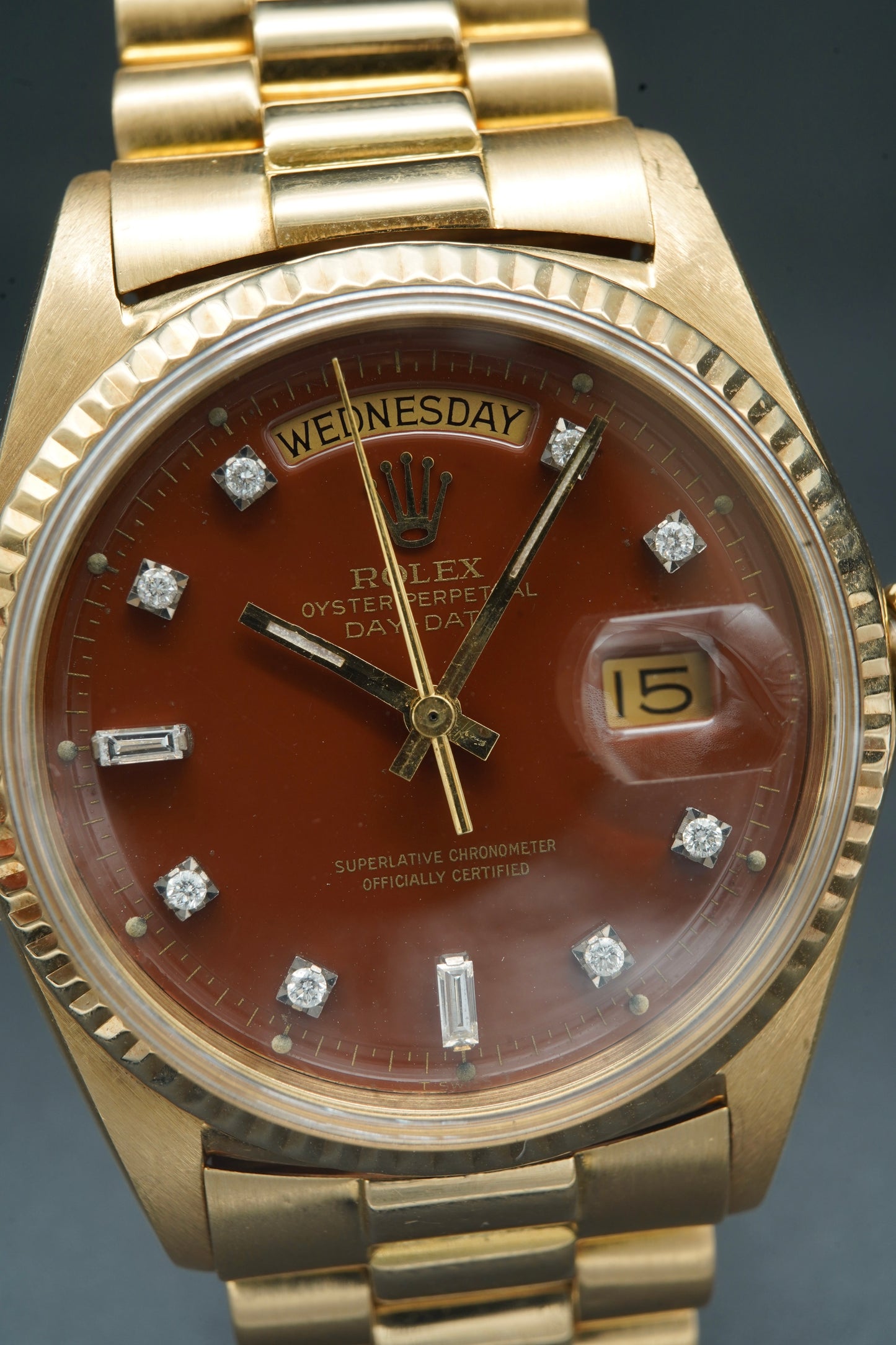 Rolex Day-Date 1803 Oxblood with diamonds