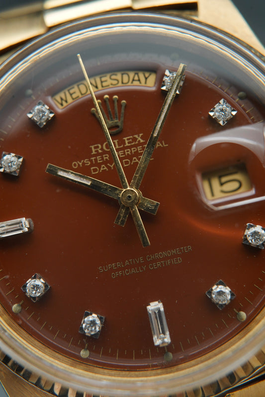 Rolex Day-Date 1803 Oxblood with diamonds